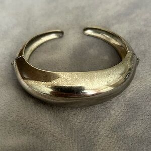 Antique Vintage Silver CORO Pegasus Designer Domed Clamper Bracelet MCM Retro